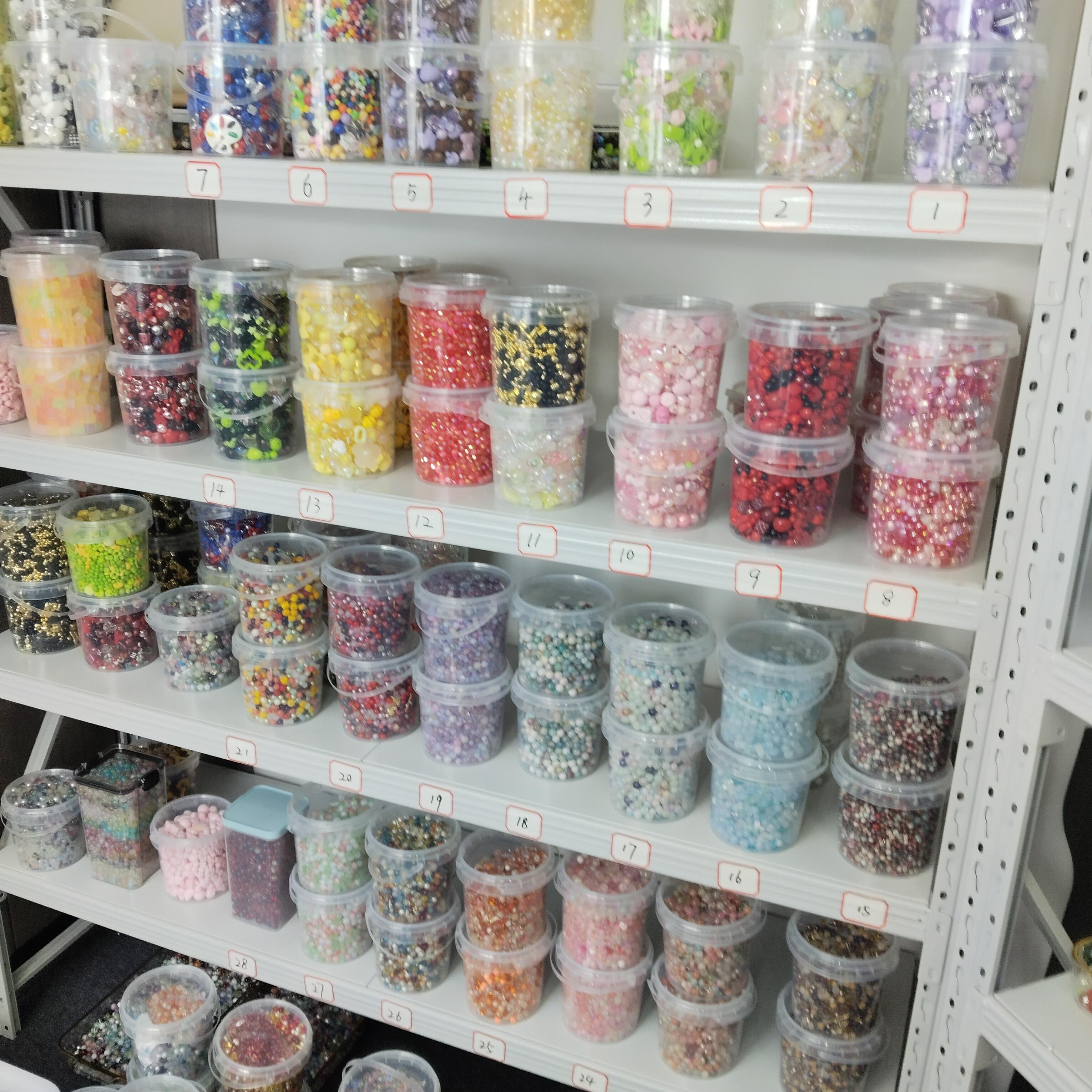 Beads—select them on site; order as many buckets as needed for handmade DIY projects